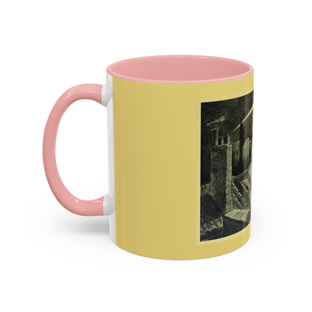 Vintage Moonlit Rooftops Accent Coffee Mug – Gothic Night Skyline 11oz/15oz
