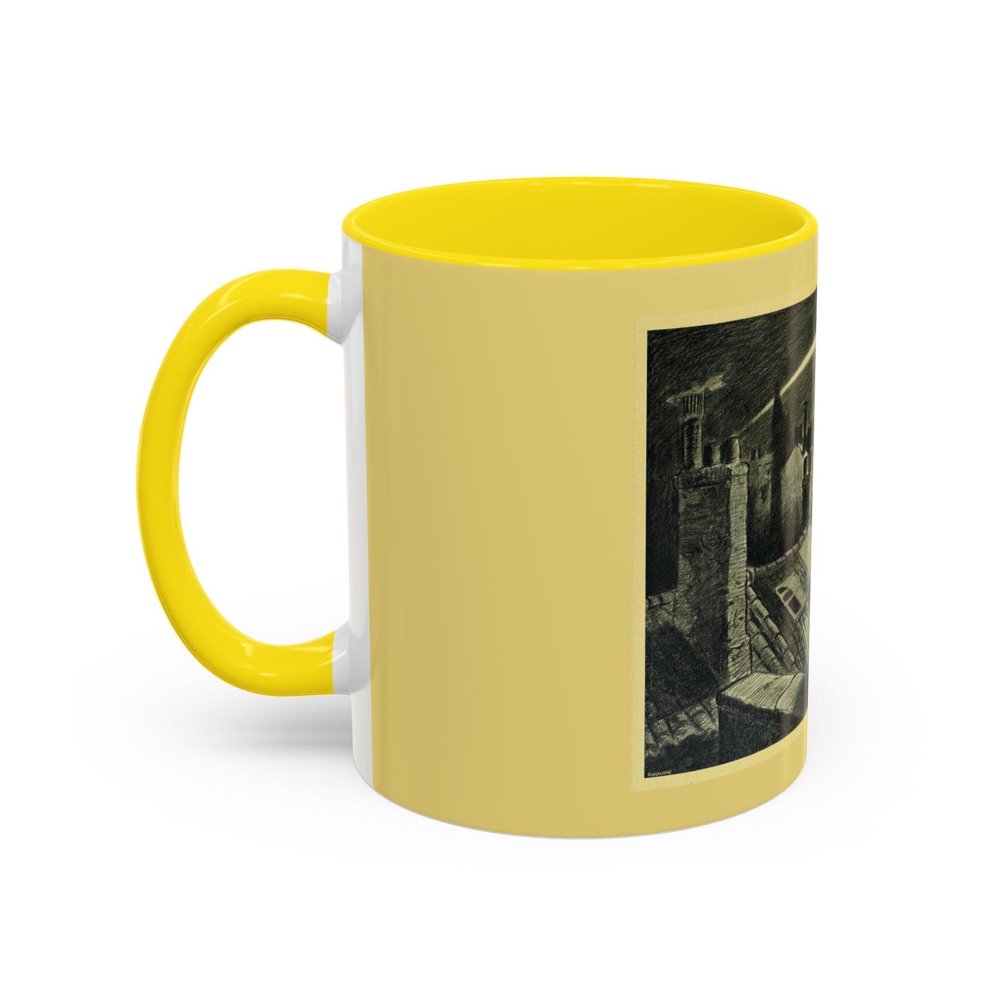 Vintage Moonlit Rooftops Accent Coffee Mug – Gothic Night Skyline 11oz/15oz
