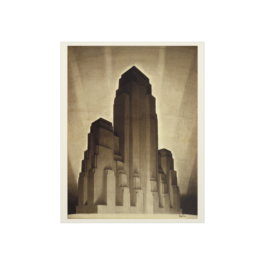 Art Deco Skyscraper Foam Board Print — Vintage Architectural Wall Art