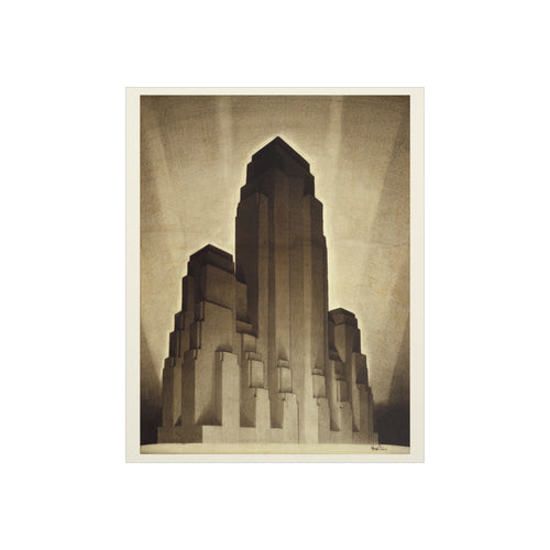 Art Deco Skyscraper Foam Board Print — Vintage Architectural Wall Art