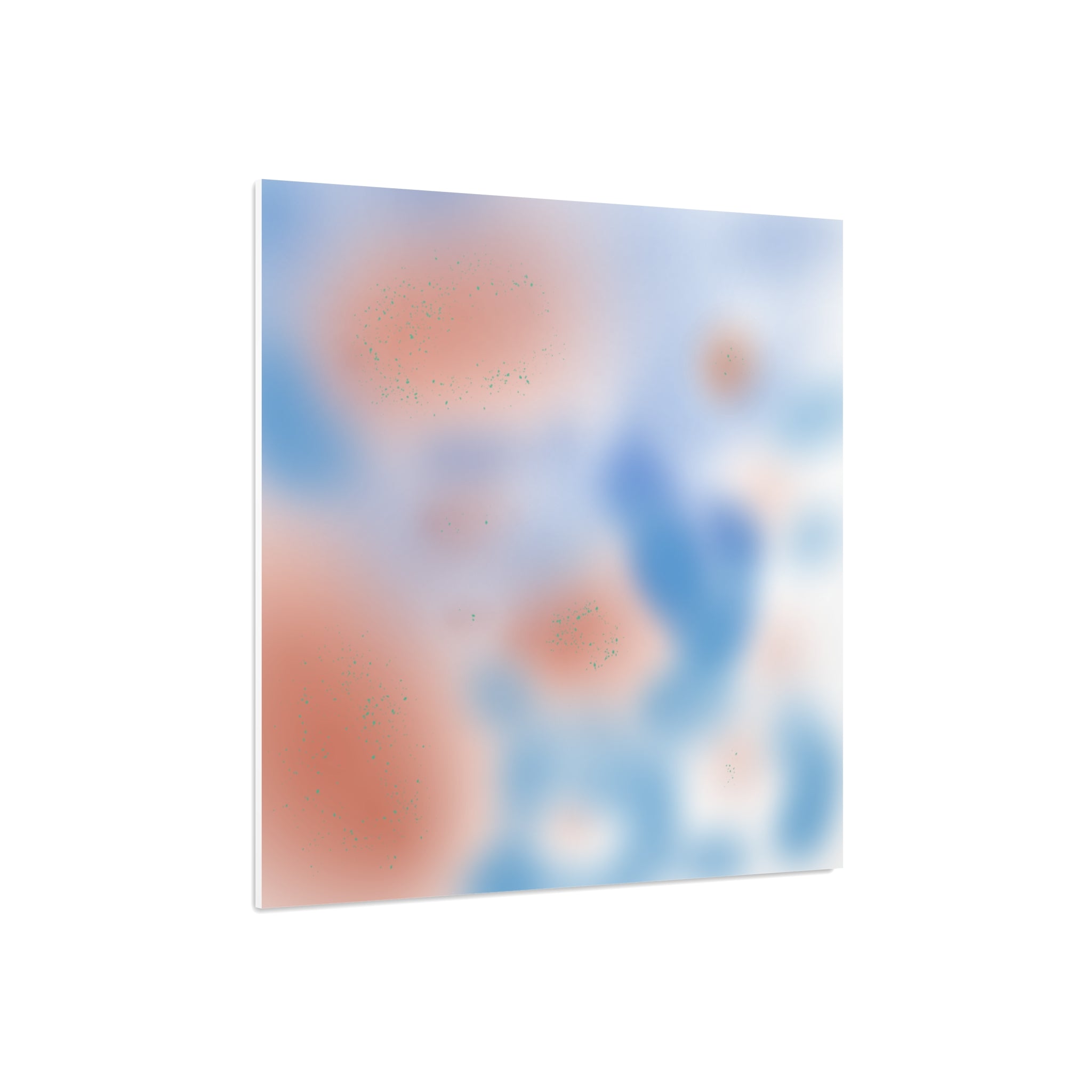 Abstract Blue & Coral Foam Board Art Print — Soft Blurred Watercolor Wall Decor