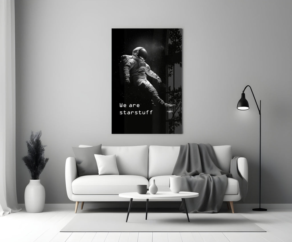 Starstuff Quote Floating Astronaut Glass Wall Art